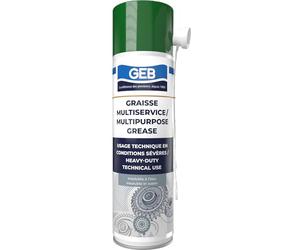 GEB Graisse multiservice. Graissage techniques d'organes soumis à des conditions sévères de travail : Hautes températures, vitesse… - Aérosol 650/500 ml