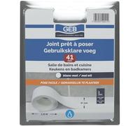 GEB Joint de finition préformé adhésif Prêt à poser 41 mm. Pose facile pour baignoire, lavabos et éviers