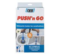 GEB Kit déboucheur express pour canalisation - Pour tout type de bondes - (Contient Push'n Go 200 ml + prolongateur + ventouse)