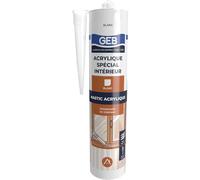 GEB Mastic acrylique spécial intérieur pour le calfeutrement autour des portes et fenêtres en intérieur. Multi supports. Peut se peindre. Sans odeur. 310ml - Blanc