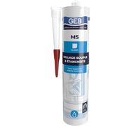 GEB Mastic colle MS polymère sans solvant, étanchéité tous supports même humides, 280 ml Blanc