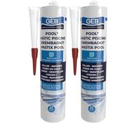 GEB Mastic étanche spécial piscine Bleu 290 ml pour coller, jointoyer et réparer même sous l'eau des éléments de piscine, carrelage, mosaïque, margelle, projecteur, bonde (Lot de 2)