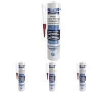 GEB Mastic étanche spécial piscine Gris 290 ml pour coller, jointoyer et réparer même sous l'eau des éléments de piscine, carrelage, mosaïque, margelle, projecteur, bonde (Lot de 4)