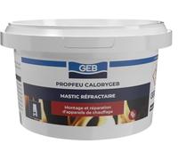 GEB Mastic réfractaire CALORYGEB spécial montage et réparation de boisseaux, conduits de fumée et foyers de cheminée, résistant jusqu’à 1300°C, Pot 300g