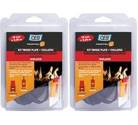 GEB Propfeu kit Tresse Plate Fibre de Verre larg. 10 mm, ép. 3 mm, Long 2,5 m + Collafeu Tube 20 ML, Beige (Lot de 2)