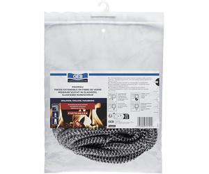 GEB Propfeu Tresse Ronde Extensible en Fibre de Verre pour étanchéité réfractaire des vitres d'insert de cheminée - Diamètre Ø 14 à 13mm - Sachet de 5m de Long