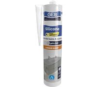 GEB Silicone sanitaire tous supports couleur gris pour l'étanchéité sanitaire. Anti-moisissures, sans odeur et longue durée - 280 ml