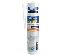 GEB Silicone sanitaire tous supports couleur translucide pour l'étanchéité sanitaire. Anti-moisissures, sans odeur et longue durée - 280 ml