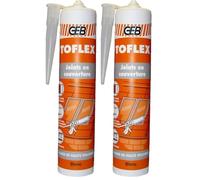 GEB TOFLEX Mastic caoutchouc pour réalisation de joints en couverture (cheminée, velux, solins, rives, lucarnes). Excellente adhérence sur sur tous matériaux - 310ml - Translucide (Lot de 2)