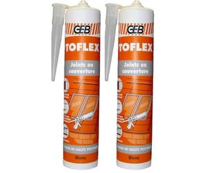 GEB TOFLEX Mastic caoutchouc pour réalisation de joints en couverture (cheminée, velux, solins, rives, lucarnes). Excellente adhérence sur sur tous matériaux - 310ml - Translucide (Lot de 2)