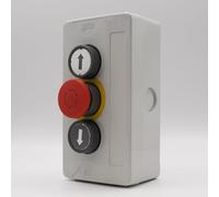 GEBA KDT 3 V2N (200.31N2.00) - Bouton poussoir montée descente avec arrêt d’urgence pour porte motorisée - 2 NO + 1 NF / 5A 230V / IP65 - Boîtier ABS + 1 Goodies DOMOBIP