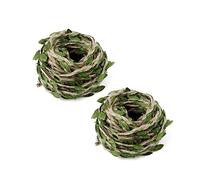 GEBAUM Ficelle de Jute avec Feuille, 2 Rouleaux Feuille Artificielle Feuilles de Vigne, 20m Rotin Fil Feuille Verte Décorations pour Bricolage Jardin, Artisanat, Fête de Mariage