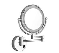 GEBBEM Miroir de Maquillage avec lumière Toilette Salle de Bain Pliant télescopique Rotatif Double Face beauté grossissant Miroir en métal (Color : Chrome, Size : 10X)