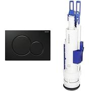 Geberit 115.770. DW. 5 Plaque de Déclenchement Sigma01, Poignée en Plastique, Noir Brillant RAL9005 & 244.820.00.1 Vanne de rinçage avec Bassin Type 212 pour Fromage à Vaisselle Sigma UP 244820001