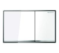 Geberit 115081SI1 Omega 60 Plaque de recouvrement rinçage à 2 boutons Verre Blanc