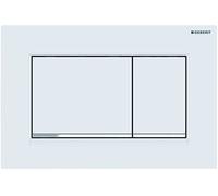 Geberit 115883JT1 Sigma 30 Plaque de déclenchement pour 2 quantités de rinçage avant, plaque + touches blanches mates, bandes chromées