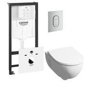 Geberit 300 basic ensemble de toilette incluant réservoir encastré Grohe et plaque de commande Grohe Arena chrome mat 0729205/0729241/sw398922/