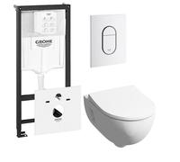 Geberit 300 basic ensemble WC incluant réservoir encastré Grohe et plaque de commande Grohe Arena blanc 0729205/0729242/sw398922/