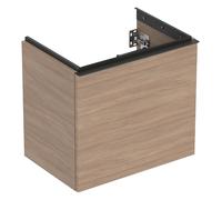 Geberit Acanto, armoire inférieure pour lavabos, 1 tiroir et 1 tiroir intérieur, saillie réduite, 592x535x415mm, 503008JH1, Couleur: Corps et façade : chêne/mélamine structure bois, poignée : lave/ ma