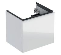 Geberit Acanto, armoire inférieure pour lavabos, 1 tiroir et 1 tiroir intérieur, suspendu, 592x541x475mm, 503003012, Couleur: Corps : blanc / brillant Façade : blanc / verre brillant, Poignée : blanc
