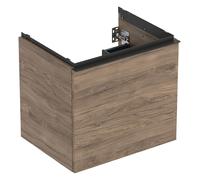 Geberit Acanto, armoire inférieure pour lavabos, 1 tiroir et 1 tiroir intérieur, suspendu, 592x541x475mm, 503.003.JR.1, Couleur: Corps et façade : noyer hickory / mélamine structure bois, poignée : la