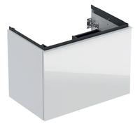 Geberit Acanto, armoire inférieure pour lavabos, 1 tiroir et 1 tiroir intérieur, suspendu, 740x541x475mm, 503004012, Couleur: Corps : blanc / brillant Façade : blanc / verre brillant, Poignée : blanc