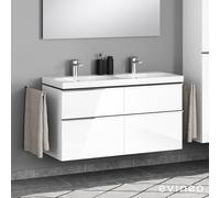 Geberit Acanto Double vasque, meuble sous-vasque ineo4 d’evineo l : 120 cm, 4 tiroirs, avec poignée,, 500627018+BE0223WH,