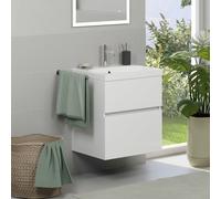 Geberit Acanto Lavabo avec meuble bas evineo ineo5 evo l: 60 cm, 2 tiroirs, avec poignée encastrée,, 500620012+BE0975WH,