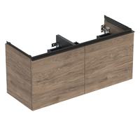 Geberit Acanto meuble sous lavabo double, 2 tiroirs et 2 tiroirs intérieurs, suspendu, 1184x541x475mm, 503.007.JR.1, Couleur: Corps et façade : noyer hickory / mélamine structure bois, poignée : lava