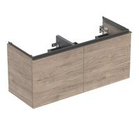 Geberit Acanto meuble sous lavabo double, 2 tiroirs et 2 tiroirs intérieurs, suspendu, 1184x541x475mm, 503.007.JR.1, Couleur: Corps et façade : noyer hickory / mélamine structure bois, poignée : lava