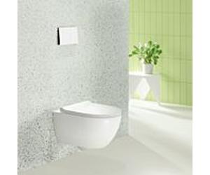 Geberit Acanto WC Komplettset mit Duofix Sigma WC Element und Sigma 70 Betätigungsplatte, WC mit TurboFlush und WC-Sitz, weiß