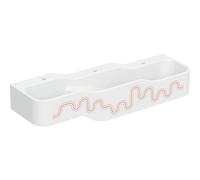 Geberit Bambini jeu et lavabo, L:140cm, 3 places de lavage, bassin plus profond à droite, sans trop-plein, 502.976., Couleur: blanc alpin / Décor : rouge carmin - orange / Trou de Hanhn au milieu, à g