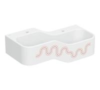 Geberit Bambini jeu et lavabo, L:90cm, 2 places de lavage, bassin plus profond à droite, sans trop-plein, 502.974., Couleur: blanc alpin / Décor : rouge carmin - orange / Trou de Hanhn à gauche et à d