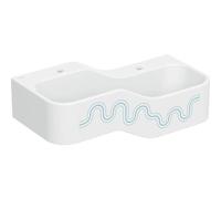 Geberit Bambini jeu et lavabo, L:90cm, 2 places de lavage, bassin plus profond à droite, sans trop-plein, 502.974., Couleur: blanc alpin / Décor : bleu océan - bleu clair / Trou de levage à gauche et 