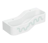 Geberit Bambini jeu et lavabo, largeur:90cm, 2 places de lavage, bassin plus profond à gauche, sans trop-plein, 502.973., Couleur: blanc alpin / décor : vert forêt - vert clair / trou de hanneton à ga