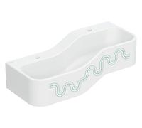 Geberit Bambini jeu et lavabo, largeur:90cm, 2 places de lavage, bassin plus profond à gauche, sans trop-plein, 502.973., Couleur: blanc alpin / décor : vert forêt - vert clair / trou de hanneton à ga