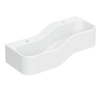 Geberit Bambini jeu et lavabo, largeur:90cm, 2 places de lavage, bassin plus profond à gauche, sans trop-plein, 502.973., Couleur: blanc alpin / sans décor / Hanhnloch à gauche et à droite - CM