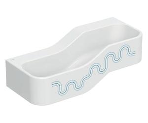 Geberit Bambini jeu et lavabo, largeur:90cm, 2 places de lavage, bassin plus profond à gauche, sans trop-plein, 502973SX2, Couleur: blanc alpin / décor : bleu océan - bleu clair / sans trou de lapin -