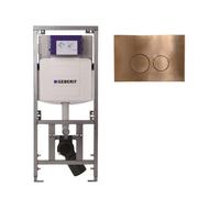 Geberit Bâti-support encastrable - UP320 - plaque de commande QeramiQ metal - DualFlush - boutons ronds - Cuivre SW706196 0701131