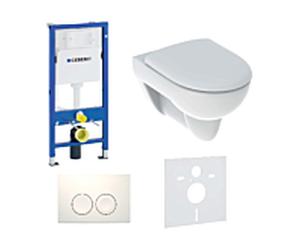 Geberit Duofix Basic WC Komplettset mit Geberit Renova WC und WC-Sitz, mit Delta 25 Betätigungsplatte