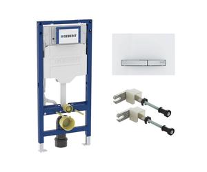 Geberit Duofix Bâti-support pour WC H : 112 cm, plaque de déclenchement Sigma50 Square, accessoires de montage et de raccordement, 111300006+115788112#SET,