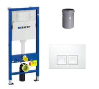 Geberit - Ensemble bati-support Geberit Duofix UP100 + reservoir pour WC 112 cm + Plaque DELTA50 + Manchon de raccordement (458.103.00.1-1