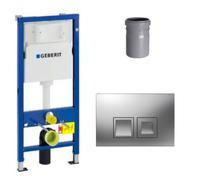 Geberit - Ensemble bati-support Geberit Duofix UP100 + reservoir pour WC 112 cm + Plaque DELTA50 + Manchon de raccordement (458.103.00.1-2