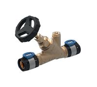 Geberit FlowFit Robinet d'arrêt à siège incliné d20 RG+, en bronze rouge sans plomb, valve coudée DN15 pour eau potable froide et chaude, joint de broche à faible entretien avec volant manuel