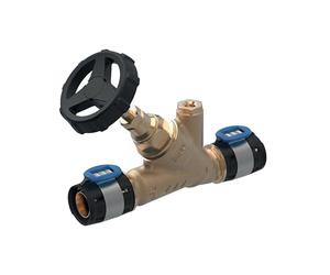 Geberit FlowFit Robinet d'arrêt à siège incliné d20 RG+, en bronze rouge sans plomb, valve coudée DN15 pour eau potable froide et chaude, joint de broche à faible entretien avec volant manuel