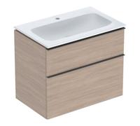 Geberit iCon lavabo avec meuble bas 75 cm 502336JH1 ensemble lavabo 75x63x48cm, blanc , corps chêne, poignée lave mat