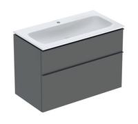 Geberit Geberit Ensemble meuble-lavabo iCon 90x63x48 cm, blanc/KeraTe, robinetterie/frontal/grille laquée mate Quantité:1