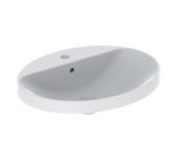 Geberit Geberit Lavabo encastré VariForm 60x48 cm, avec trop-plein, avec mitigeur, ovale, verre US/blanc Quantité:1