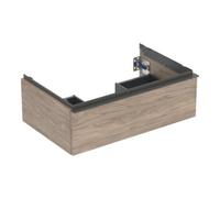 Geberit Armoire basse pour lavabo iCon 1 tiroir 74×24,7×47,6 cm Noyer Hickory, poignée lave/poudre mate