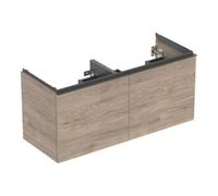 Geberit Acanto meuble sous lavabo double, 2 tiroirs et 2 tiroirs intérieurs, suspendu, 1184x541x475mm, 503.007.JR.1, Couleur: Corps et façade : noyer hickory / mélamine structure bois, poignée : lava